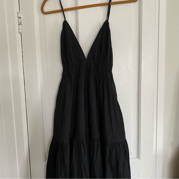 NWT J. Crew Oahu V-neck Tired Dress Maxi Black Organic Cotton Size M - Picture 3 of 8